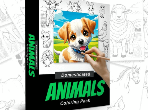 Domesticated Animals Coloring Pack With PLR: 500+ High-Quality Pages for Both Kids and Adults!